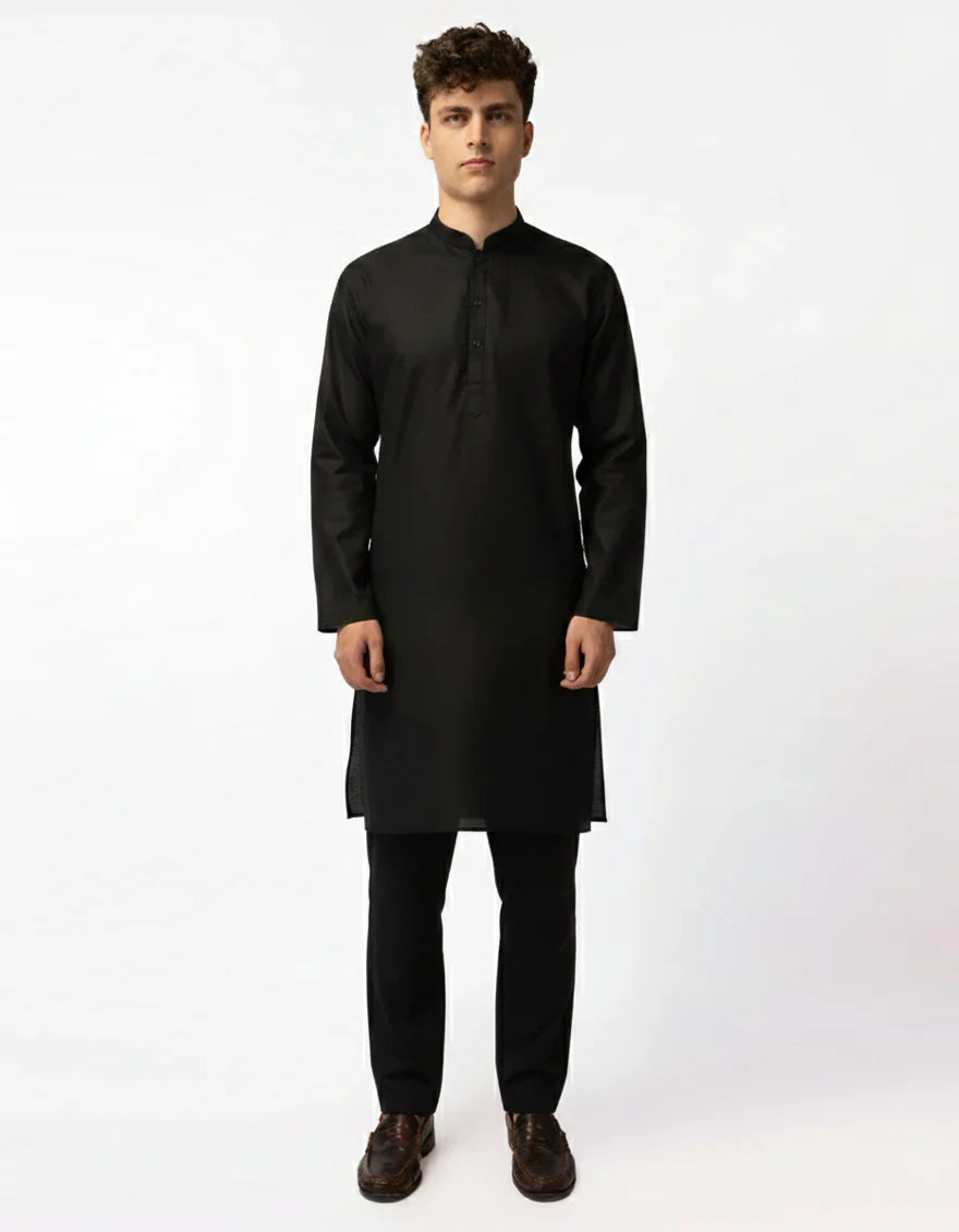 Blended Black Kurta Trouser - J. Junaid Jamshed