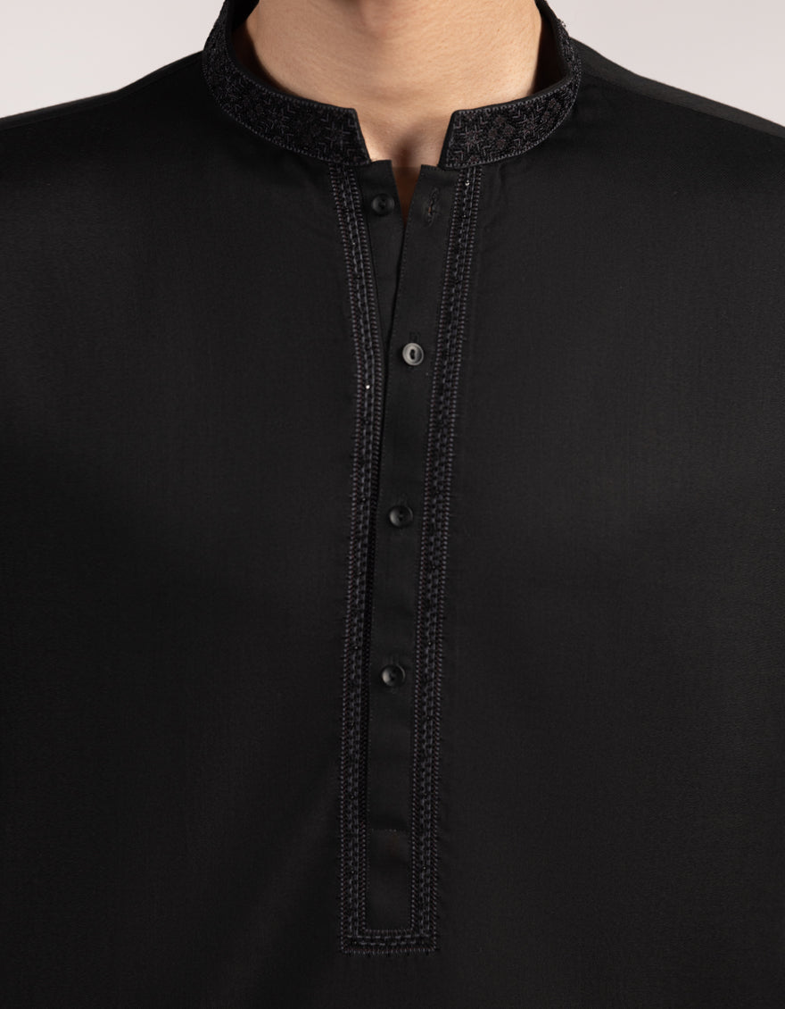 Blended Black Kurta Trouser - J. Junaid Jamshed