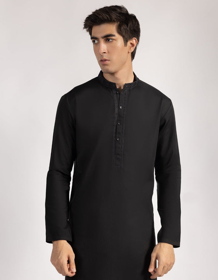 Blended Black Kurta Trouser - J. Junaid Jamshed
