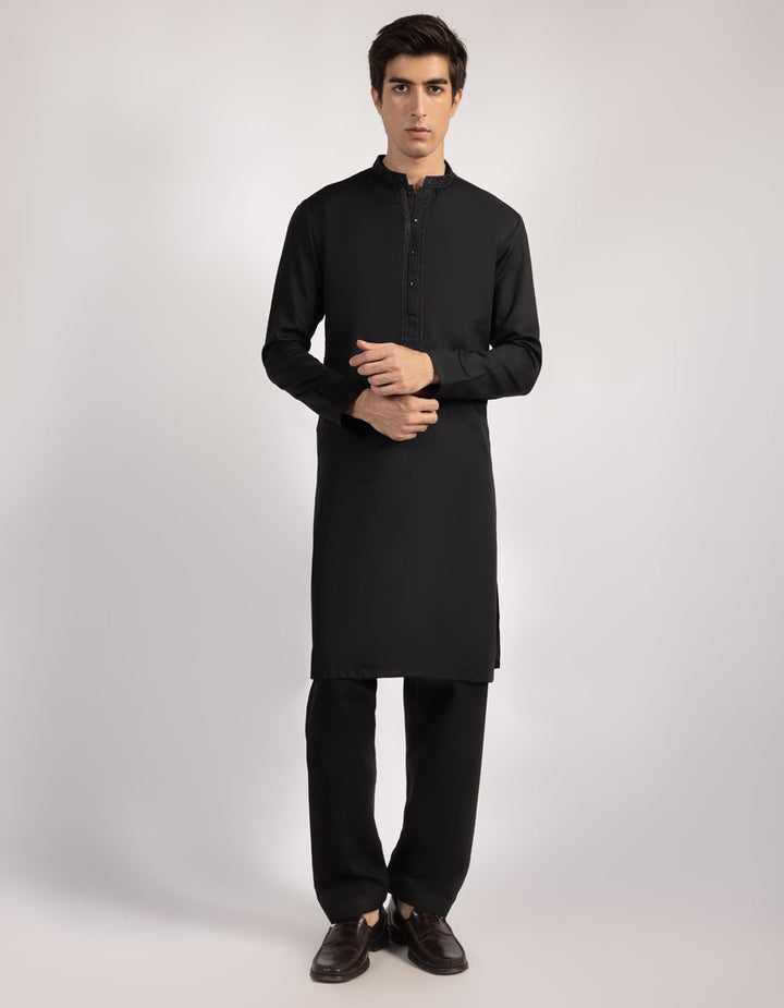 Blended Black Kurta Trouser - J. Junaid Jamshed