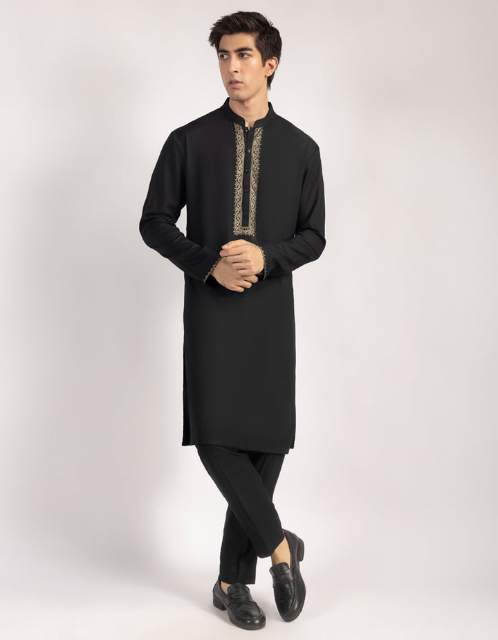 Blended Black Kurta Trouser- J. Junaid Jamshed