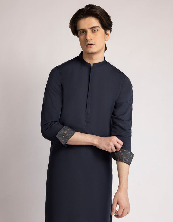 Blended Dark Navy Kurta Trouser - J. Junaid Jamshed