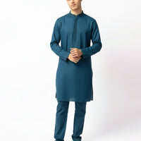 Cotton Blue Kurta Trouser - J. Junaid Jamshed
