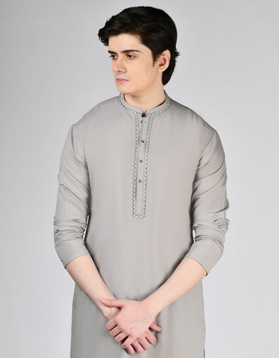 Blended Grey Shalwar Kameez - J. Junaid Jamshed