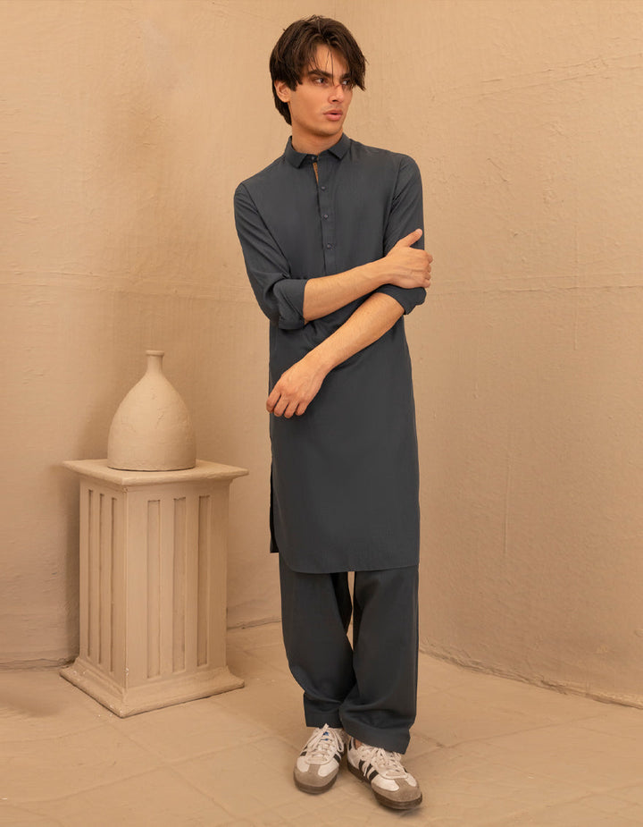 Blended Pine Green Shalwar Kameez - J. Junaid Jamshed