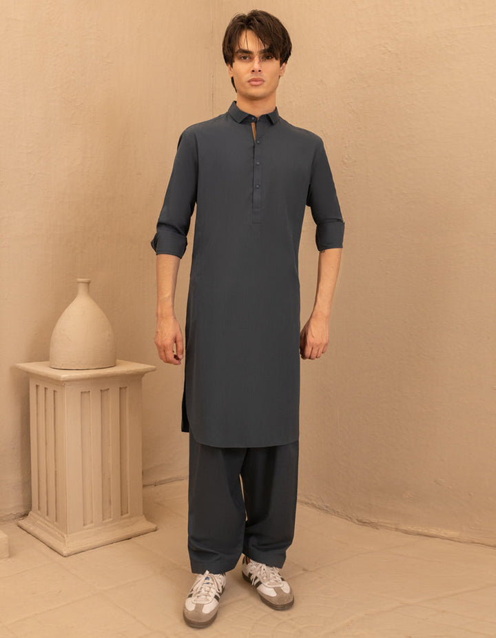 Blended Pine Green Shalwar Kameez - J. Junaid Jamshed