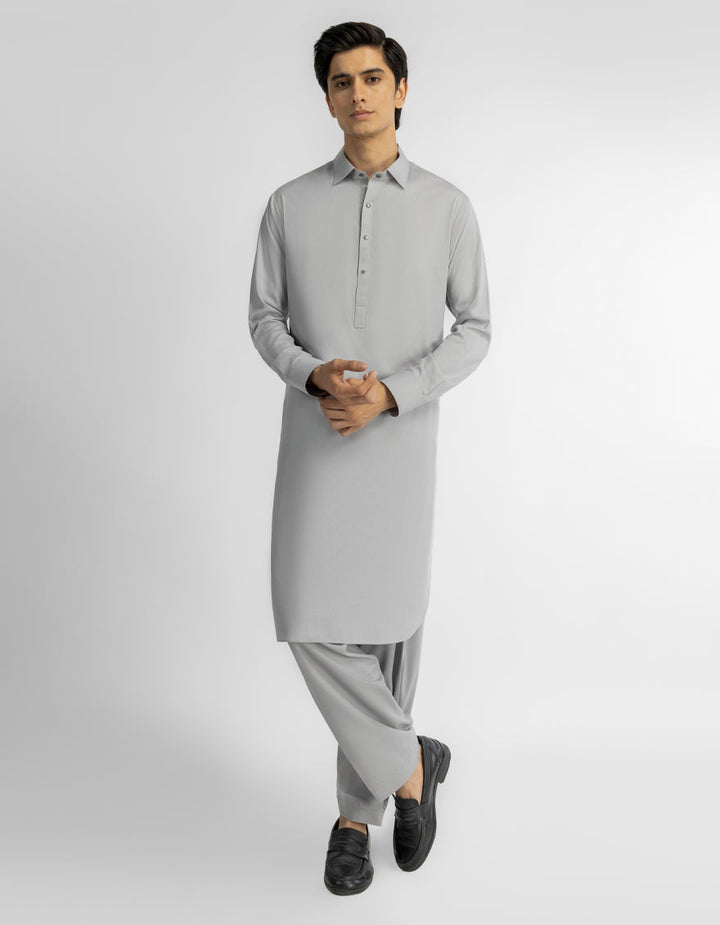Blended Light Grey Shalwar Kameez - J. Junaid Jamshed