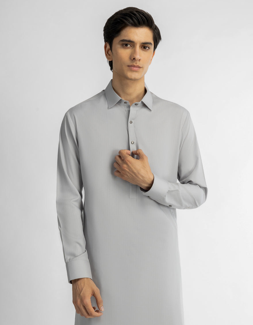 Blended Light Grey Shalwar Kameez - J. Junaid Jamshed