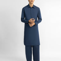 Cotton Navy Blue Shalwar Kameez - J. Junaid Jamshed