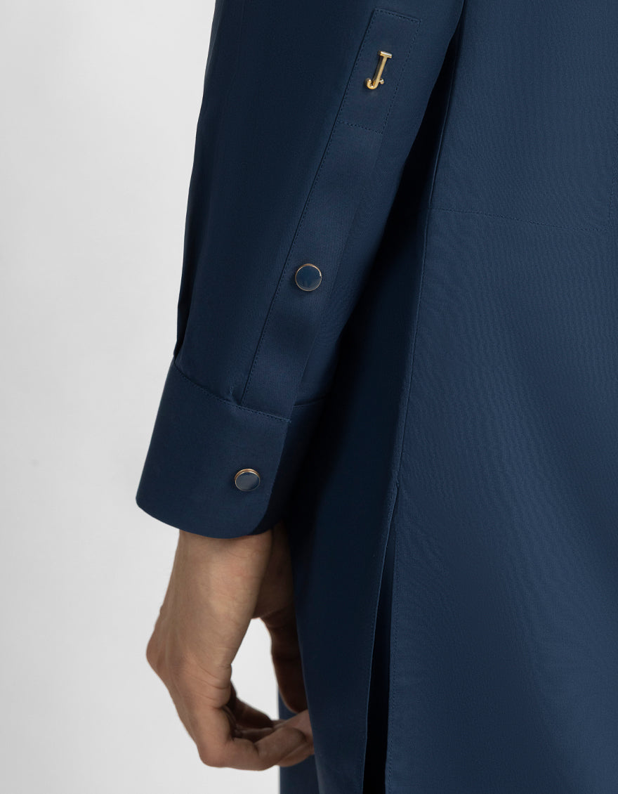 Cotton Navy Blue Shalwar Kameez - J. Junaid Jamshed