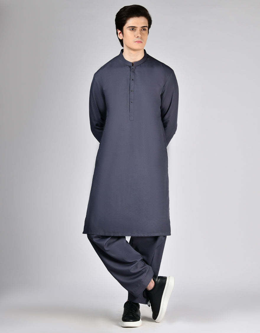 Blended Grey Shalwar Kameez - J. Junaid Jamshed