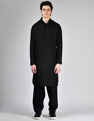 Blended Black Shalwar Kameez - J. Junaid Jamshed