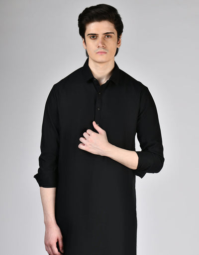 Blended Black Shalwar Kameez - J. Junaid Jamshed