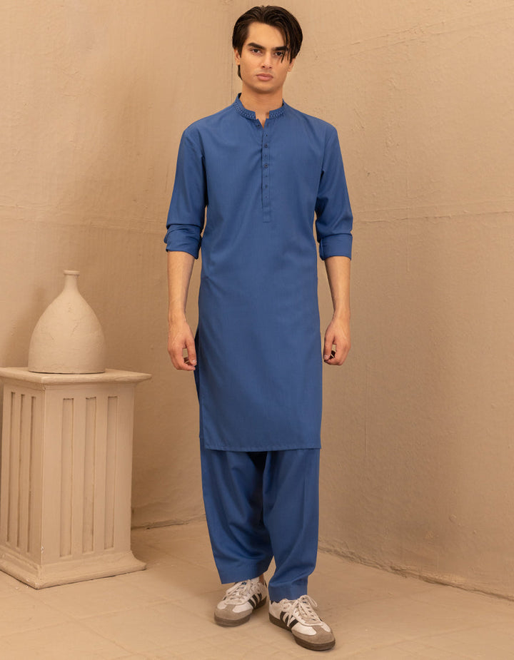 Blended Blue Shalwar Kameez - J. Junaid Jamshed