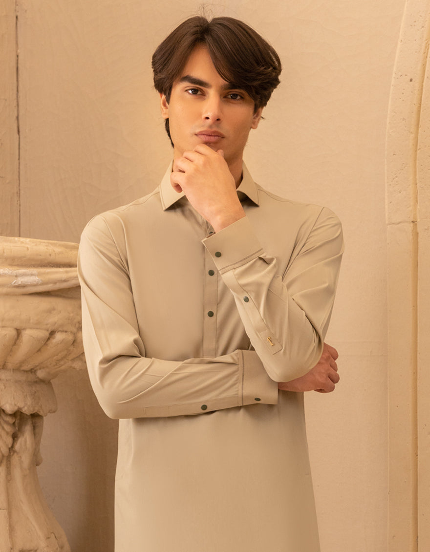Blended Light Green Shalwar Kameez - J. Junaid Jamshed