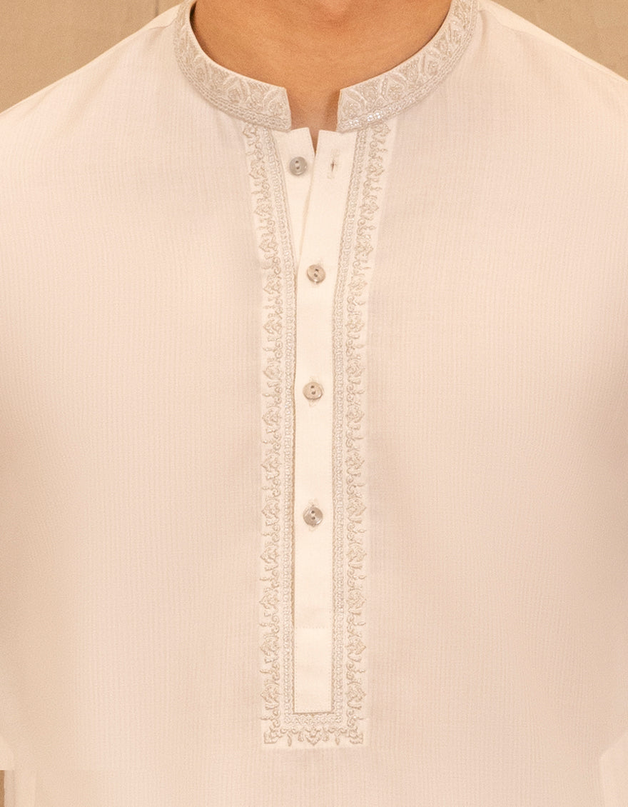 Blended White Shalwar Kameez - J. Junaid Jamshed