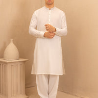 Blended White Shalwar Kameez - J. Junaid Jamshed