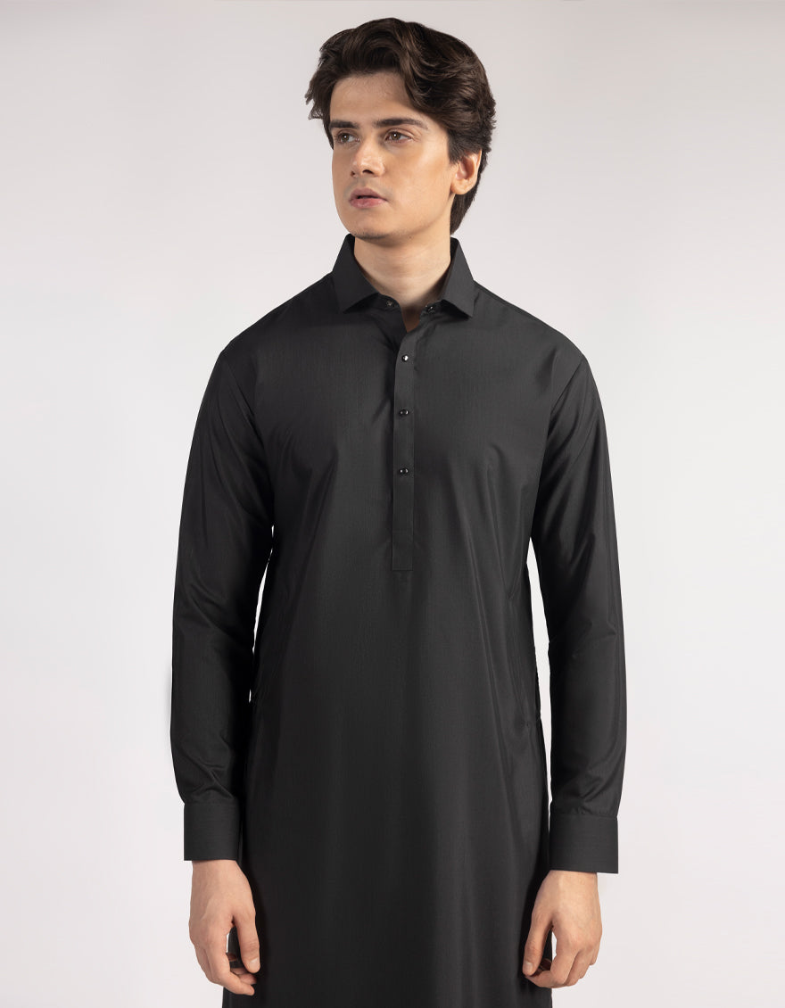 Blended Black Shalwar Kameez- J. Junaid Jamshed