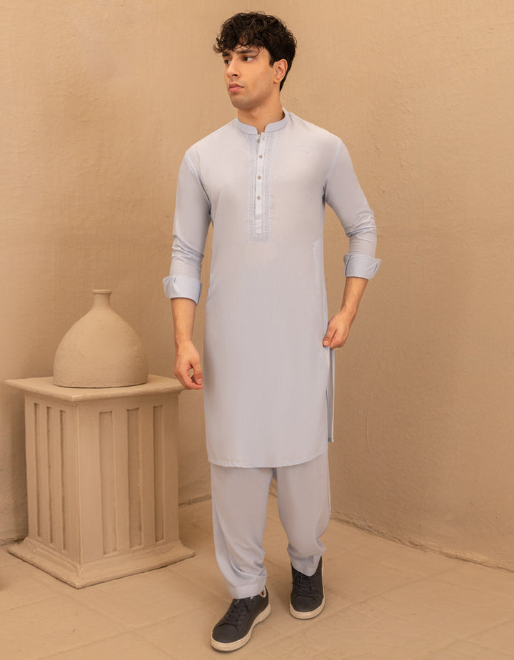 Blended Sky Blue Shalwar Kameez - J. Junaid Jamshed