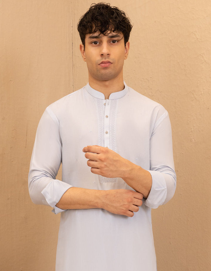 Blended Sky Blue Shalwar Kameez - J. Junaid Jamshed