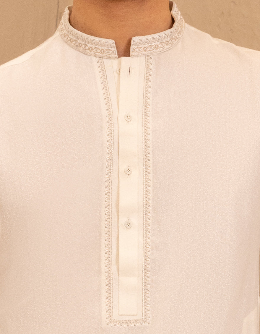 Blended Off White Shalwar Kameez - J. Junaid Jamshed