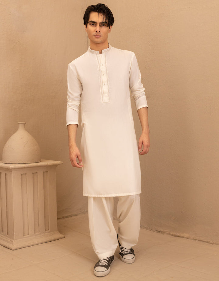 Blended Off White Shalwar Kameez - J. Junaid Jamshed