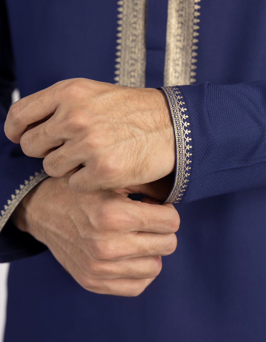 Blended Blue Kurta Trouser - J. Junaid Jamshed