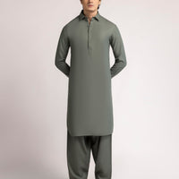 Blended Dull Green Shalwar Kameez - J. Junaid Jamshed
