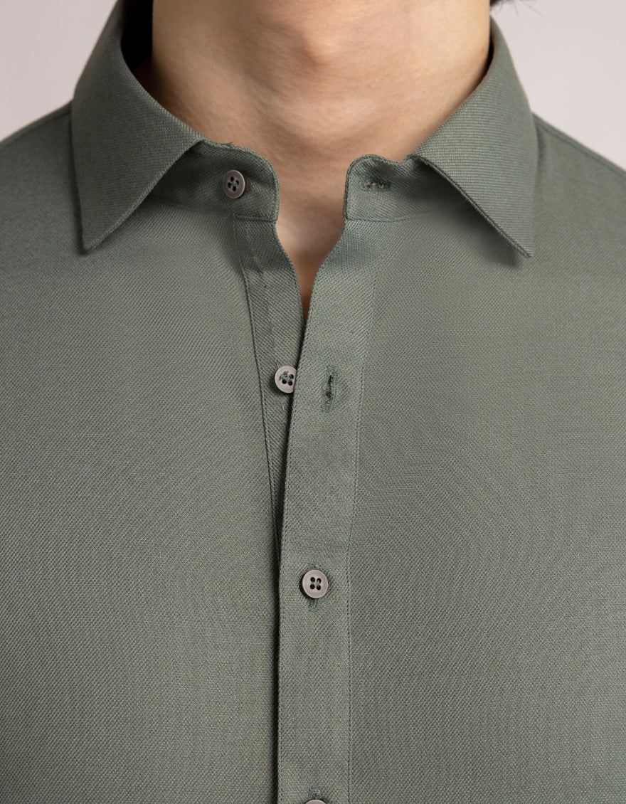 Blended Dull Green Shalwar Kameez - J. Junaid Jamshed