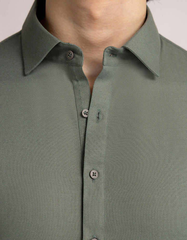 Blended Dull Green Shalwar Kameez - J. Junaid Jamshed