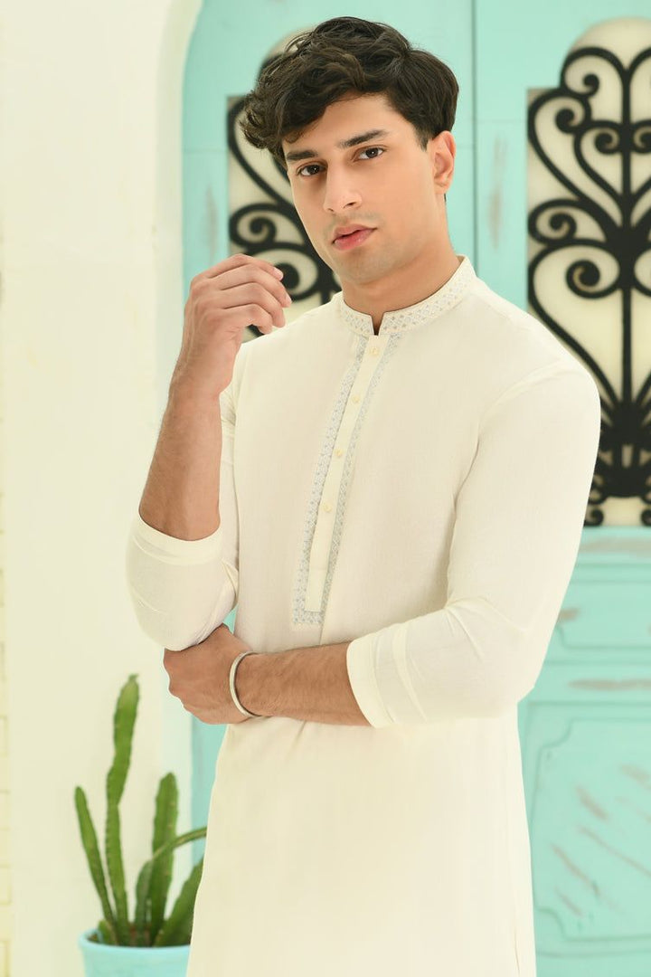 Blended White Shalwar Kameez - J. Junaid Jamshed