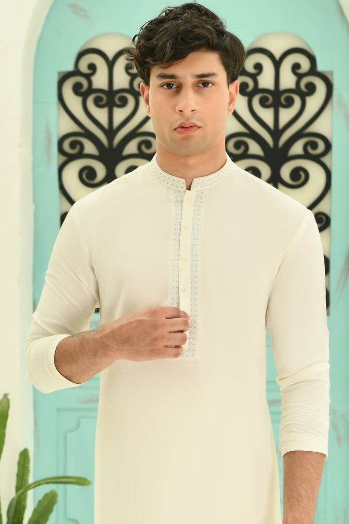 Blended White Shalwar Kameez - J. Junaid Jamshed