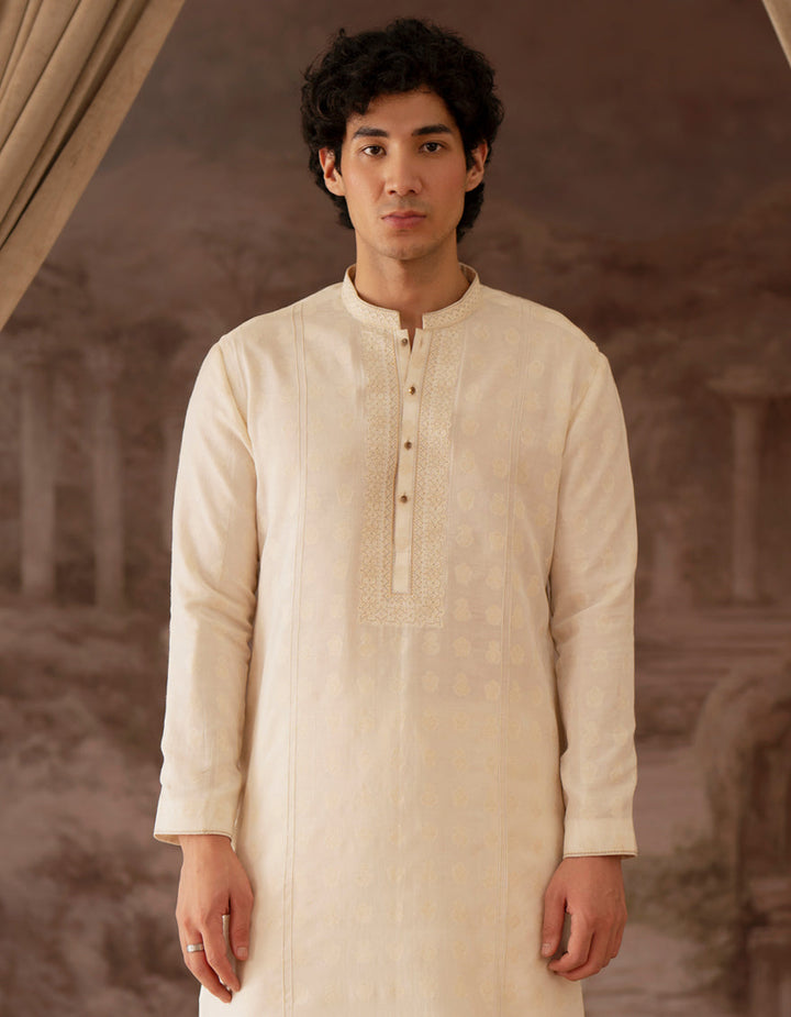 Polyester Ivory Kurta - J. Junaid Jamshed