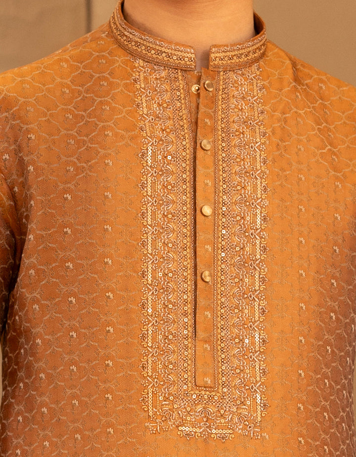 Polyester Tangerine Special Kurta - J. Junaid Jamshed
