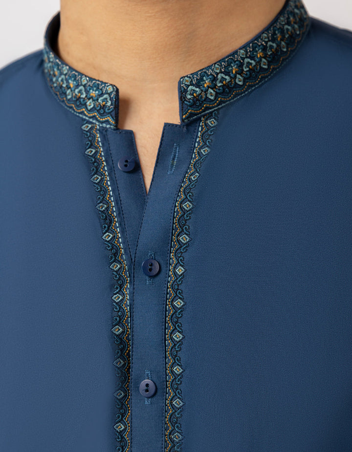 Blended Blue Kurta Trouser - J. Junaid Jamshed