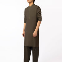 Blended Mehndi Green Shalwar Kameez - J. Junaid Jamshed