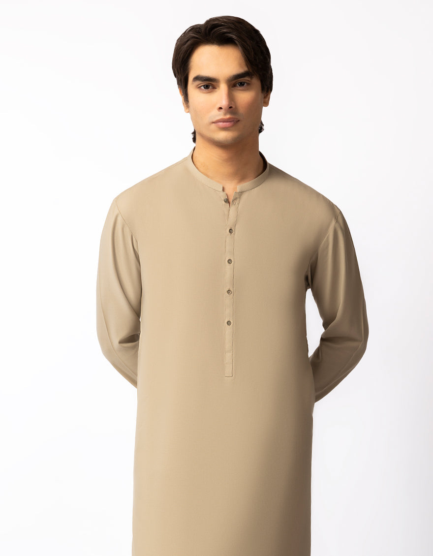 Blended Beige Kurta Trouser - J. Junaid Jamshed