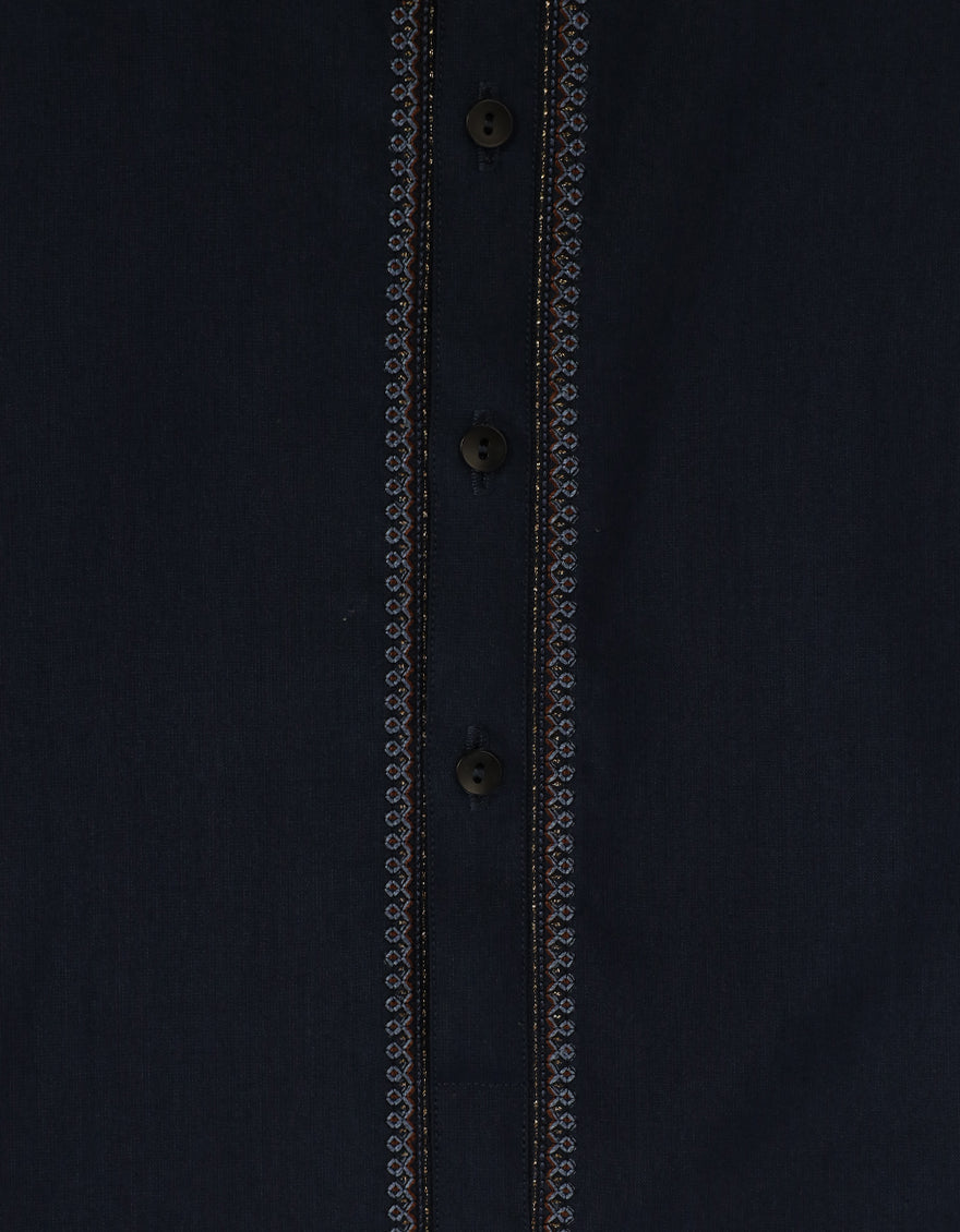 Blended Navy Blue Kurta Trouser - J. Junaid Jamshed