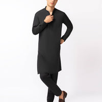 Blended Blackish Grey Kurta Trouser - J. Junaid Jamshed