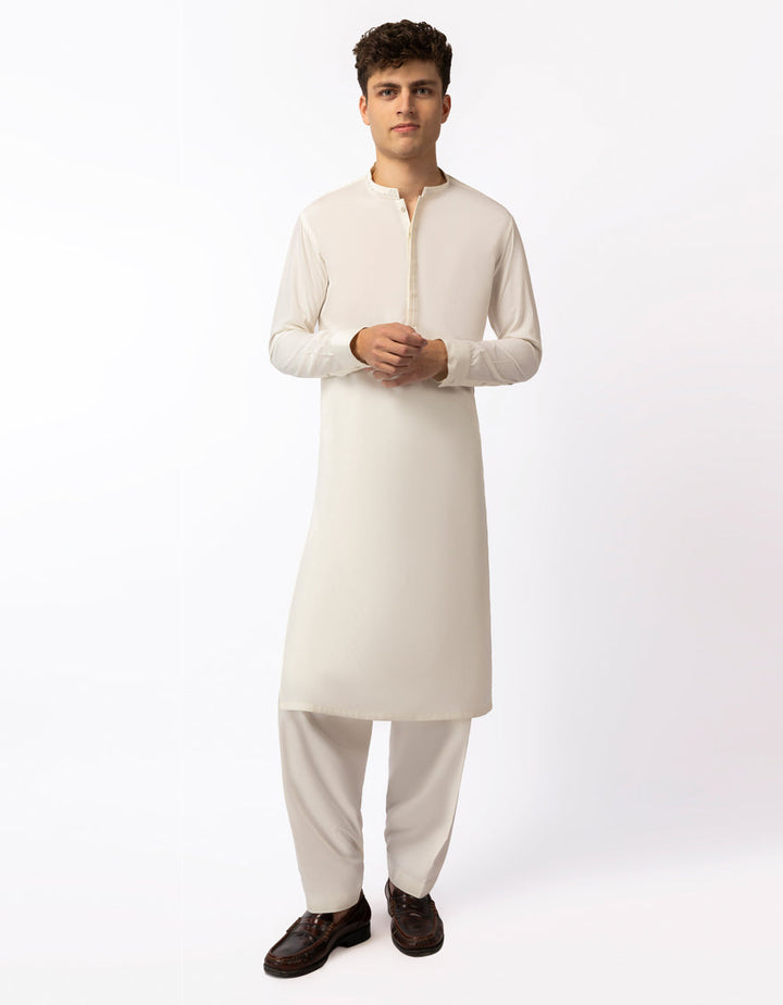 Blended Cream Shalwar Kameez - J. Junaid Jamshed