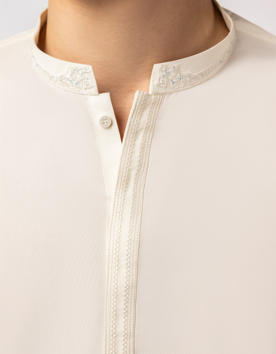 Blended Cream Kurta Trouser - J. Junaid Jamshed