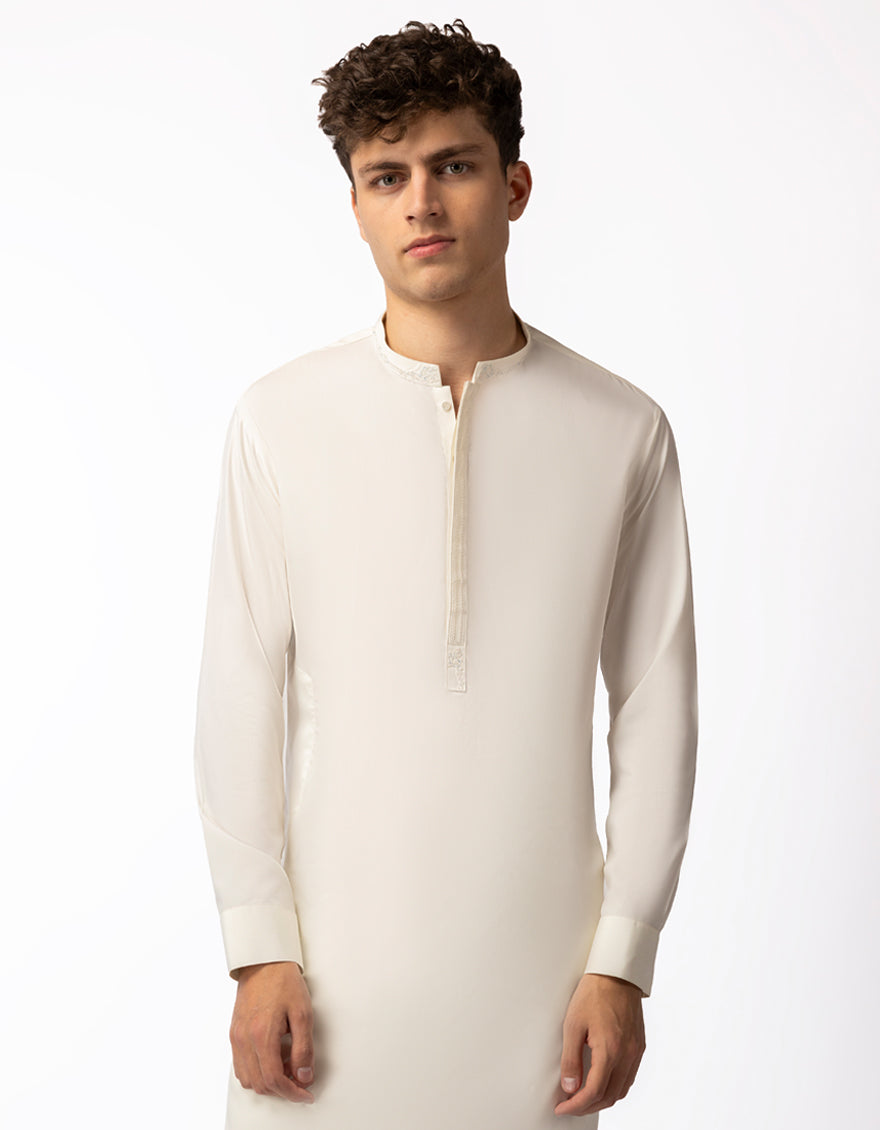 Blended Cream Kurta Trouser - J. Junaid Jamshed