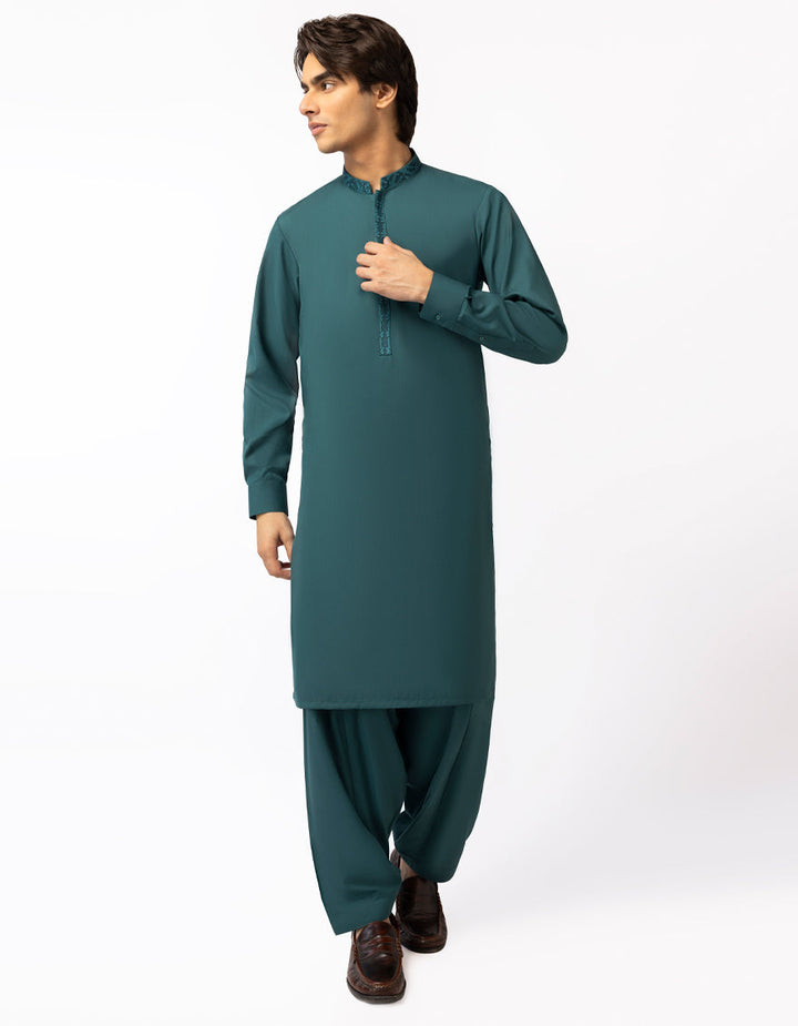 Blended Green Kurta Trouser - J. Junaid Jamshed