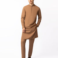 Blended Light Brown Kurta Trouser - J. Junaid Jamshed