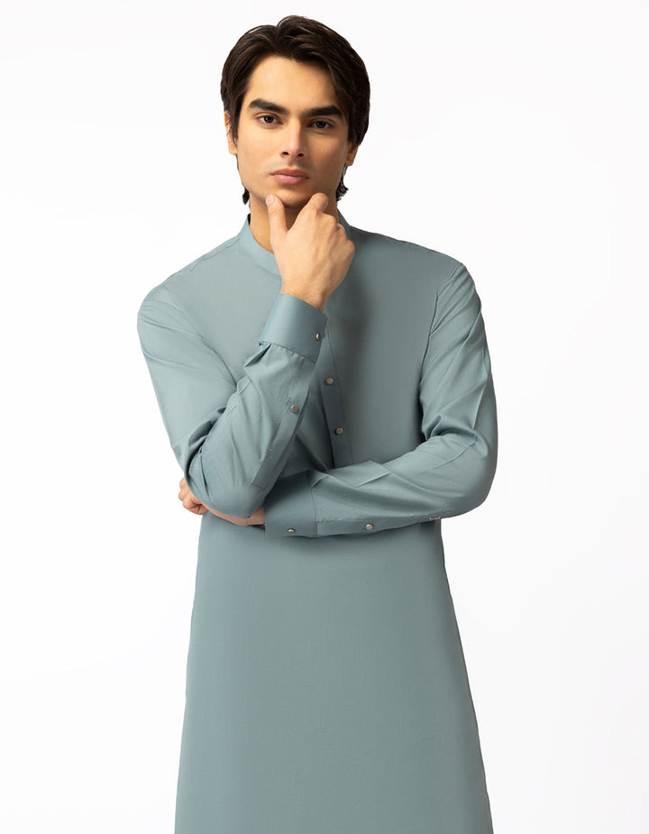 Blended Teal Green Kurta Trouser - J. Junaid Jamshed