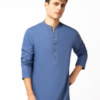 Blended Blue Kurta Trouser - J. Junaid Jamshed