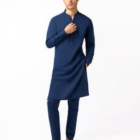 Blended Navy Blue Kurta Trouser - J. Junaid Jamshed