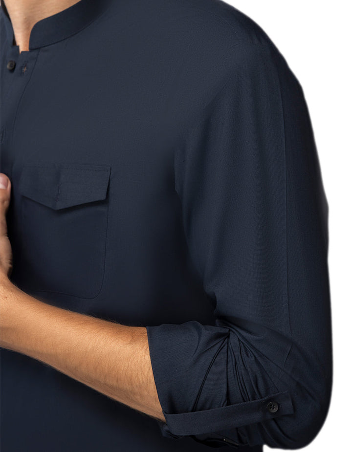 Blended Navy Blue Shalwar Kameez - J. Junaid Jamshed