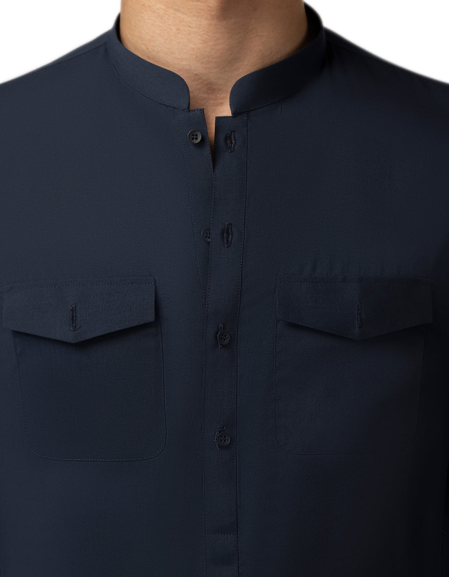 Blended Navy Blue Shalwar Kameez - J. Junaid Jamshed