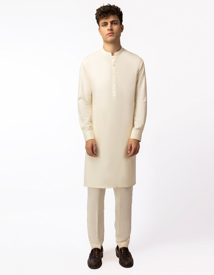 Blended Cream Kurta Trouser - J. Junaid Jamshed